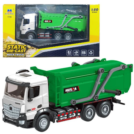 HUINA 1:50 metalinis žalias šiukšliavežis