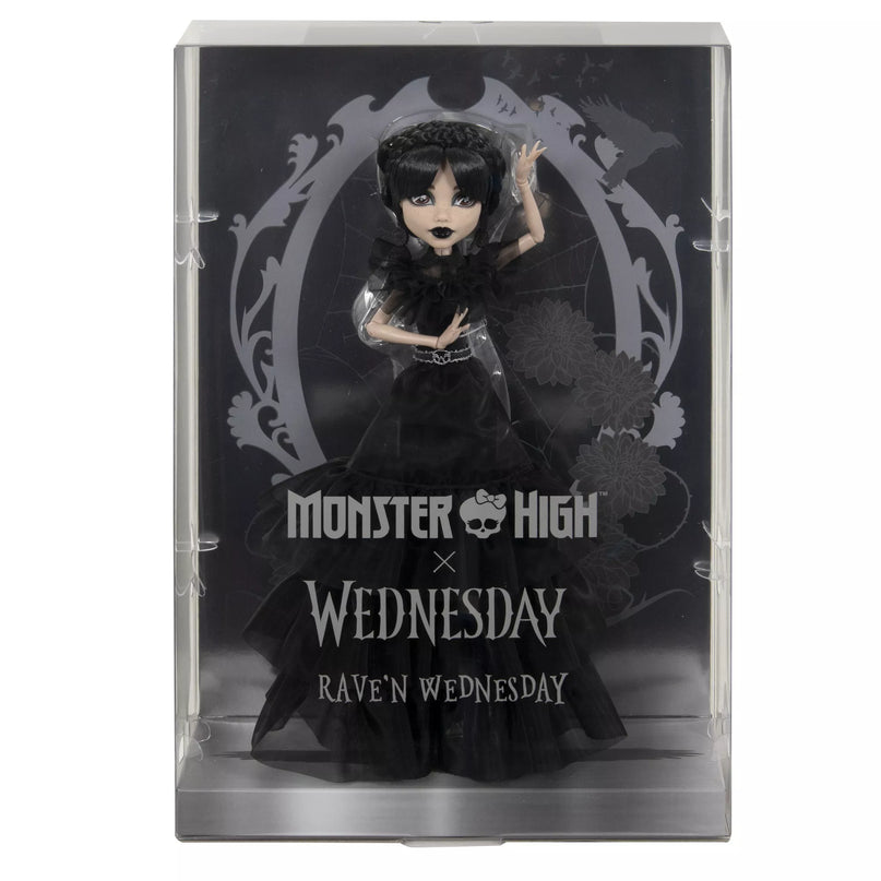 MONSTER HIGH X WEDNESDAY lėlė Trečiadienė juoda suknele (HXJ03)