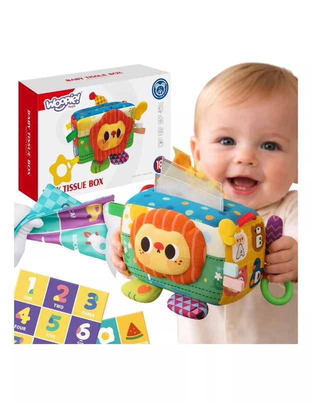 WOOPIE BABY edukacinis sensorinis žaislas „Lady Tag“ servetėlių dėžutė