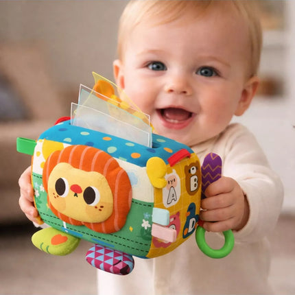 WOOPIE BABY edukacinis sensorinis žaislas „Lady Tag“ servetėlių dėžutė