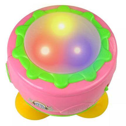 Rožinis interaktyvus grojantis būgnas kūdikiui