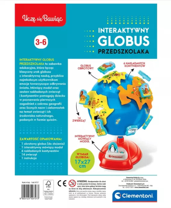 Interaktyvus ikimokyklinio amžiaus vaikų gaublys lenkų kalba