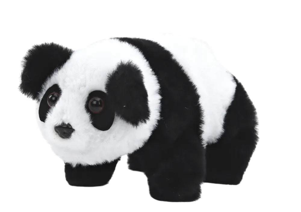 Interaktyvi pliušinė panda su rožiniu–mėlynu transporteriu