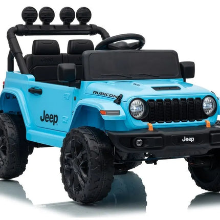 Jeep Rubicon DK‑JWR558 24V elektromobilis vaikams – šviesiai mėlynas