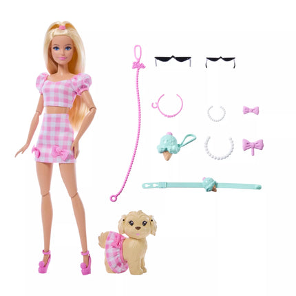 BARBIE TWINNING LOOKS šviesiaplaukės lėlės ir šunelio rinkinys (JFP36)
