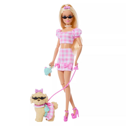 BARBIE TWINNING LOOKS šviesiaplaukės lėlės ir šunelio rinkinys (JFP36)