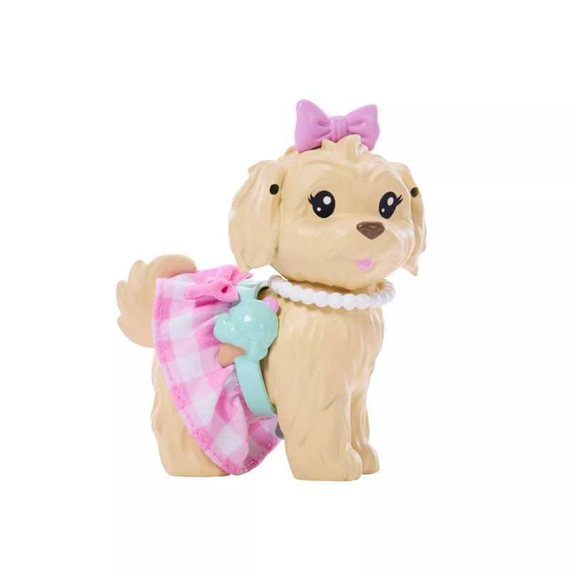 BARBIE TWINNING LOOKS šviesiaplaukės lėlės ir šunelio rinkinys (JFP36)