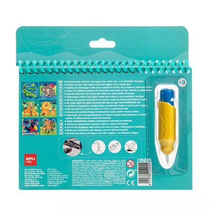 Džiunglių spalvinimo knygelė su vandens pieštuku