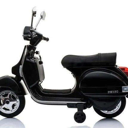 Juoda elektrinė Vespa vaikams