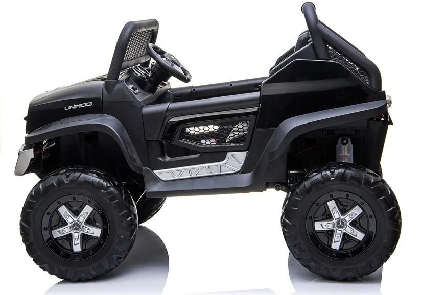 Juodas elektrinis Mercedes Unimog 4×4 vaikams