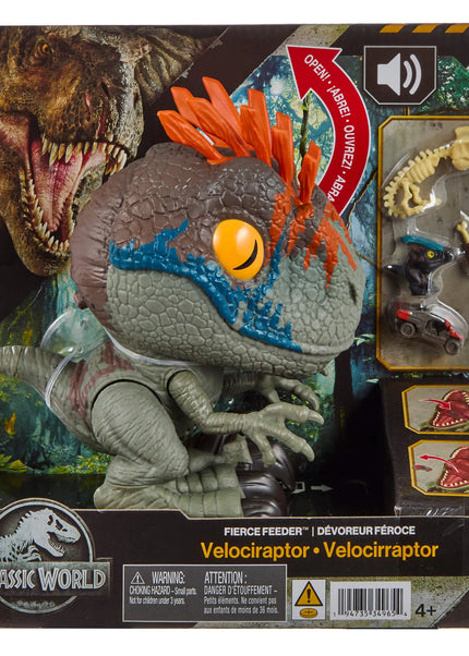 JURASSIC WORLD FIERCE FEEDER interaktyvus dinozauras Velociraptor (JKG86)