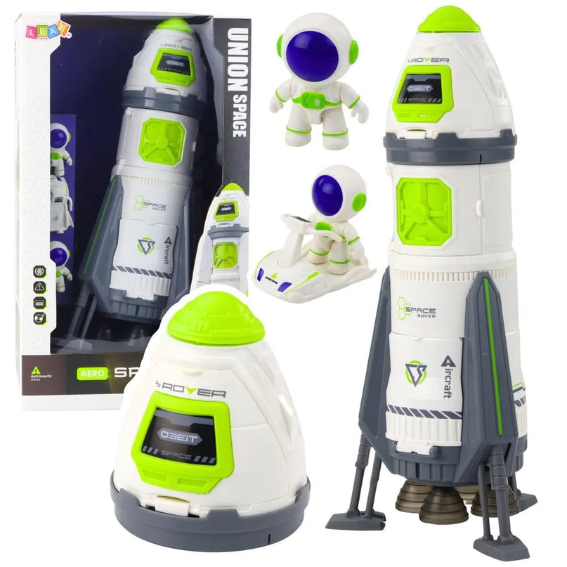 Kosminė raketa su astronautais ir transporto priemone – šviesos ir garso efektai