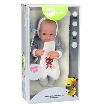 Kūdikio lėlė su čiulptuku, pledu ir aksesuarais – 35 cm