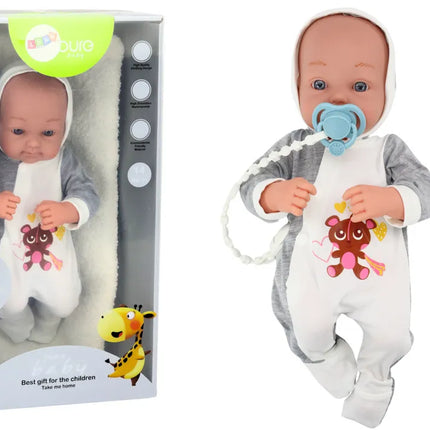 Kūdikio lėlė su čiulptuku, pledu ir aksesuarais – 35 cm