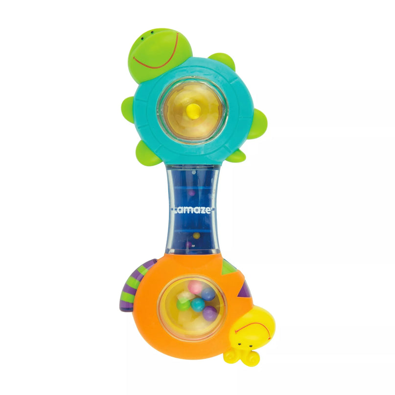 Spalvingas barškutis „Vėžlys ir sraigė“ (mėlynas-oranžinis)