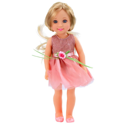 „Lala Pink Dress 38“ – lėlė su šukomis ir rožine suknele, 38 cm