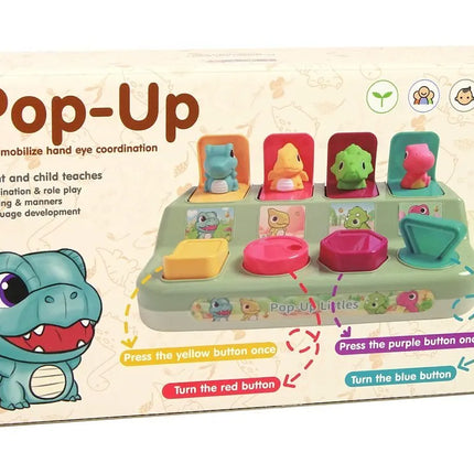 Lavinamasis pop‑up žaislas mažyliams su spalvingais dinozaurais