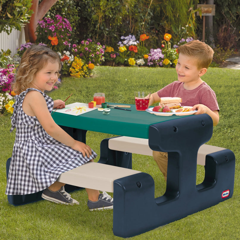 Little Tikes mėlynai‑žalias pikniko stalas su sėdynėmis