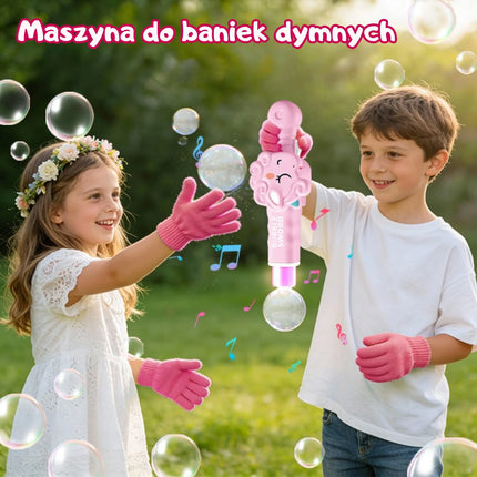 Maginė rožinio vienaragio burbulų lazdelė su dūmo efektu