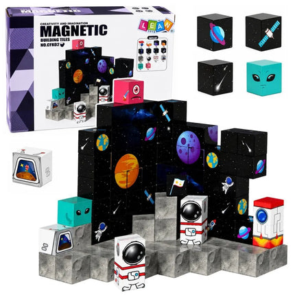 Magnetiniai blokeliai – kosmoso tema, 100 dalių, 3D konstravimo rinkinys