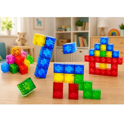 Magnetiniai blokeliai – spalvoti kubeliai, 160 dalių, 3D dėlionė