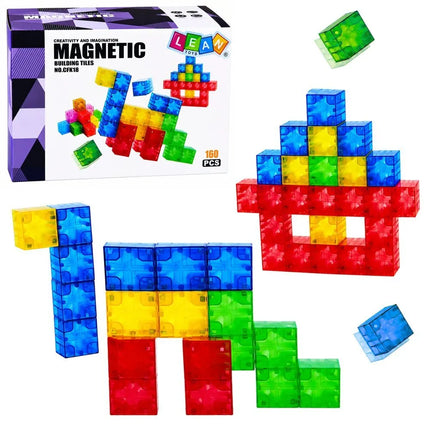 Magnetiniai blokeliai – spalvoti kubeliai, 160 dalių, 3D dėlionė