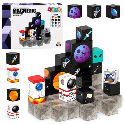 Magnetiniai kosmoso blokeliai, 50 dalių, 3D dėlionė