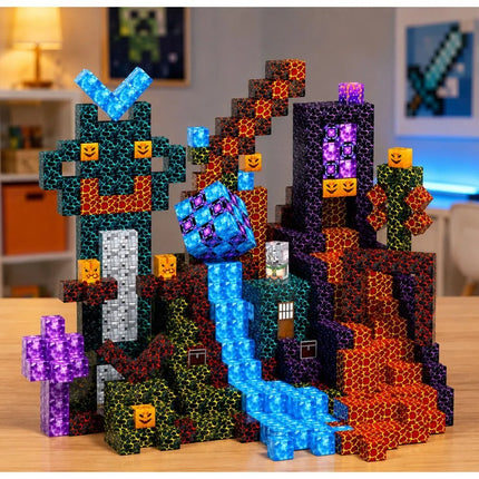 Magnetiniai Pixel juodojo pasaulio 100 vnt. STEM konstruktoriaus blokeliai