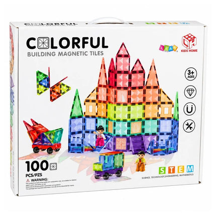 Magnetiniai spalvotų panelių 100 vnt. konstruktoriaus blokeliai