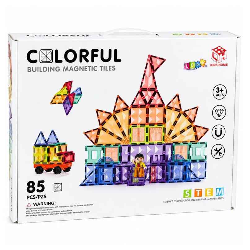 Magnetiniai spalvotų panelių 85 vnt. konstruktoriaus blokeliai