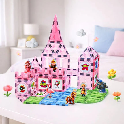Magnetinis konstruktorius Watercolor Princess Castle – 80 el.