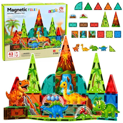 Magnetinių blokelių rinkinys – Dinozaurai, 43 dalys