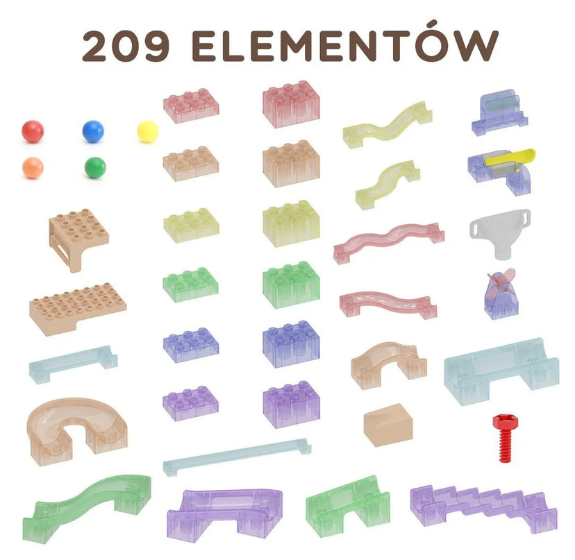 Masterkidz 209 dalių kamuoliukų trasos rinkinys STEM lentoms