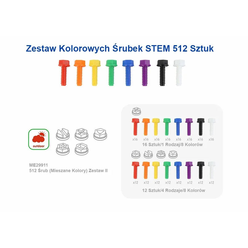 Masterkidz 512 spalvotų varžtų rinkinys STEM lentoms