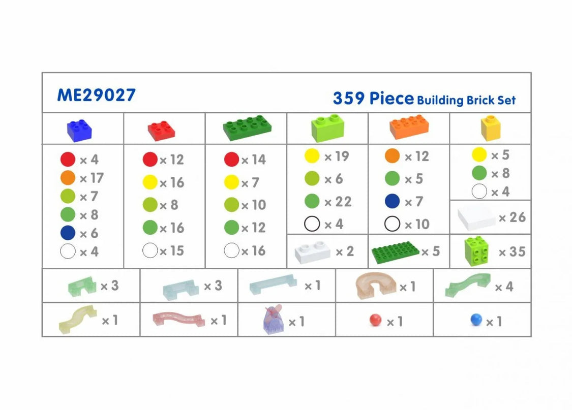 Masterkidz konstravimo kaladėlių rinkinys – 342 kaladėlės + rutuliukų takas