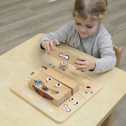 Masterkidz medinė emocijų edukacinė lenta – 64 veidų kombinacijos
