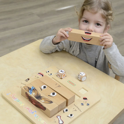 Masterkidz medinė emocijų edukacinė lenta – 64 veidų kombinacijos