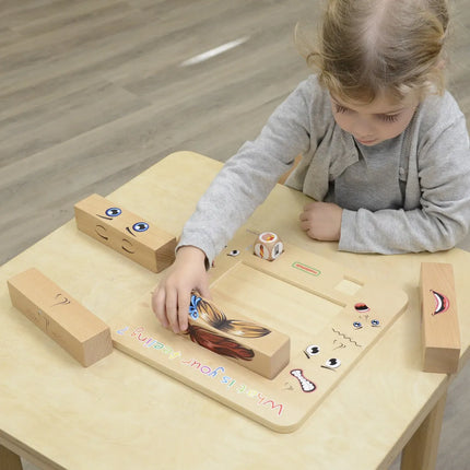 Masterkidz medinė emocijų edukacinė lenta – 64 veidų kombinacijos