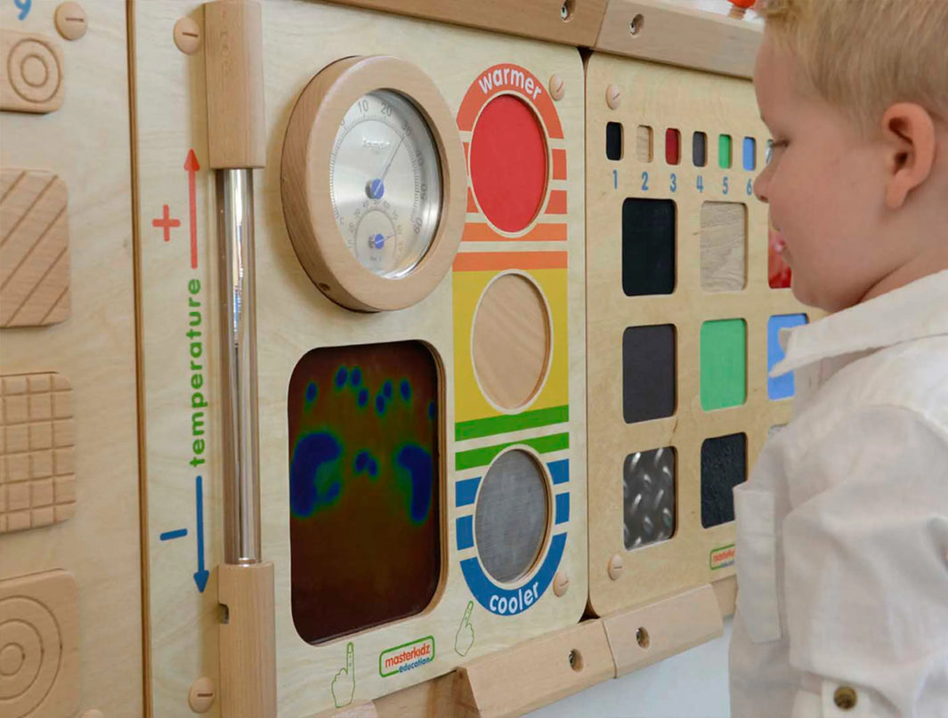 MASTERKIDZ Montessori sieninė edukacinė lenta „Temperatūros pažinimas”