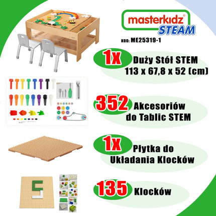 Masterkidz STEM edukacinis staliukas su priedais + 135 kaladėlės