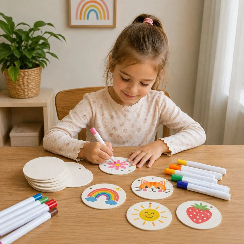 Medienos masės diskų rinkinys kūrybai – 20 vnt., 6 cm