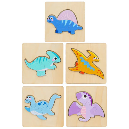 Medinės dinozaurų dėlionės – 11 × 11 cm