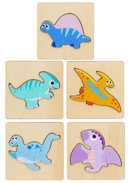 Medinės dinozaurų dėlionės – 11 × 11 cm