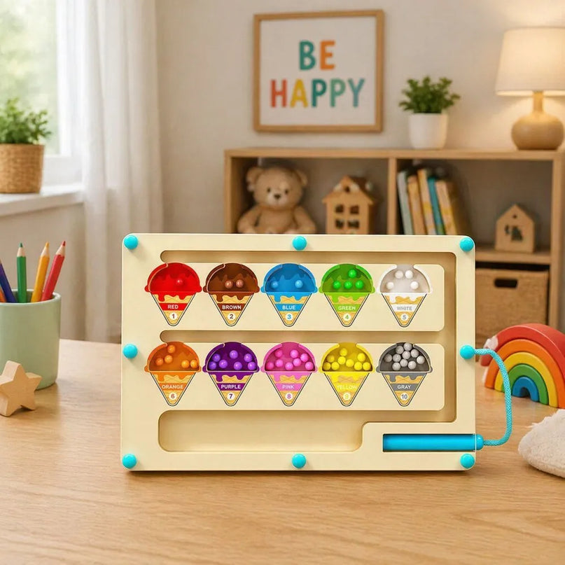 Medinis magnetinis spalvų labirintas Montessori