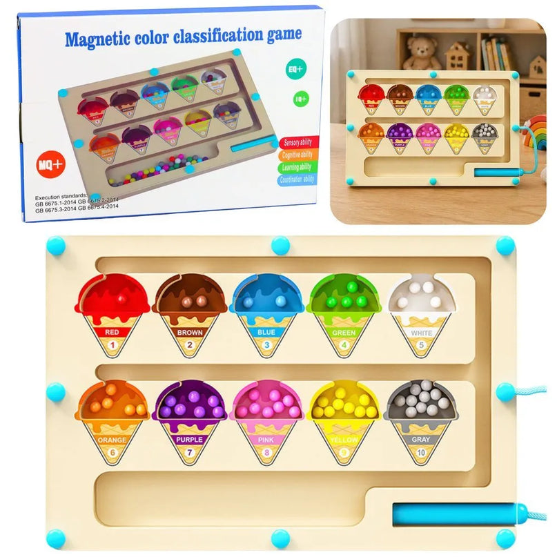 Medinis magnetinis spalvų labirintas Montessori