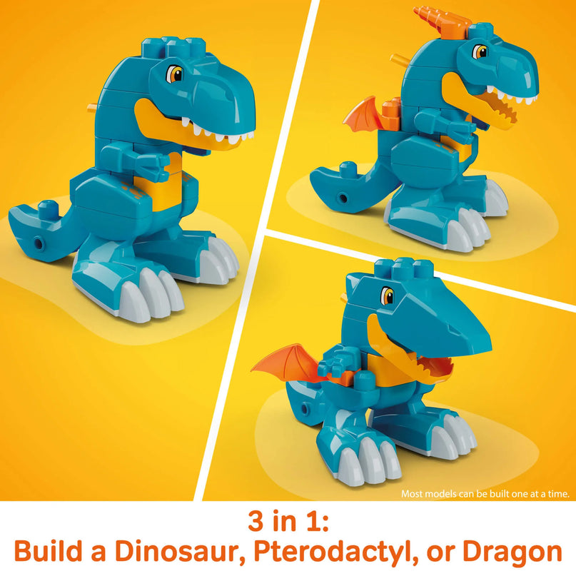MEGA BLOKS BUILD AND CHOMP 3 in 1 dinozauro konstruktorius (JMK85)