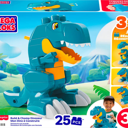 MEGA BLOKS BUILD AND CHOMP 3 in 1 dinozauro konstruktorius (JMK85)