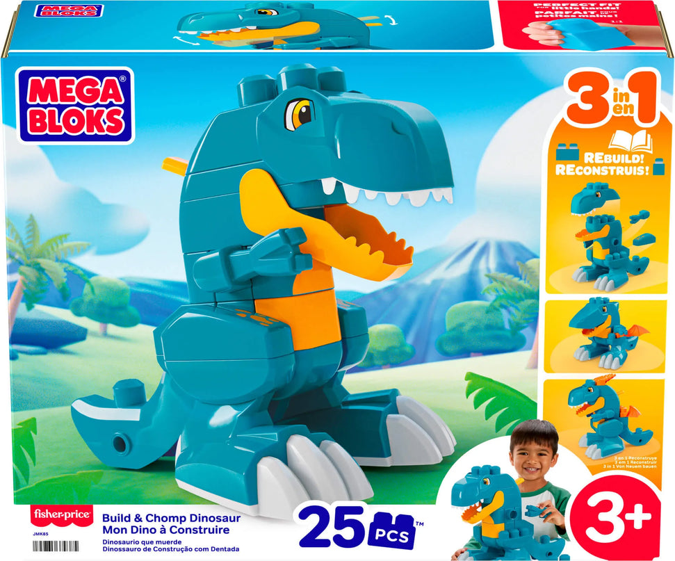 MEGA BLOKS BUILD AND CHOMP 3 in 1 dinozauro konstruktorius (JMK85)