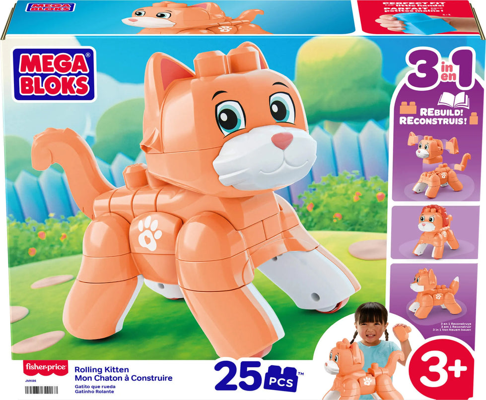 MEGA BLOKS ROLLING KITTEN 3 in 1 kačiuko konstruktorius (JMK86)