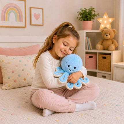 Mėlynas pliušinis aštuonkojis, 30 cm